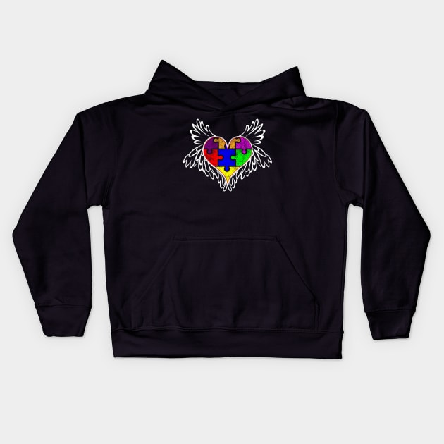 Heart Of An Angel Autism Kids Hoodie by chiinta